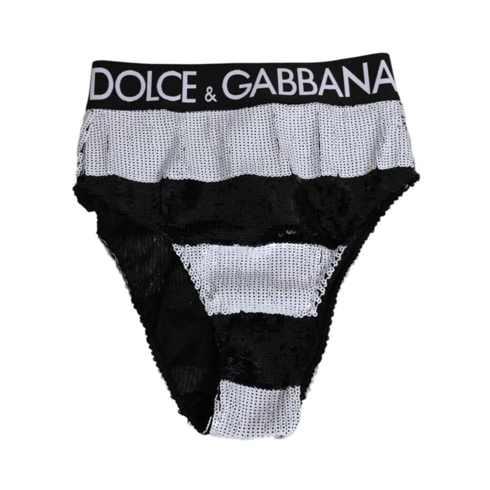 Dolce & Gabbana Black White Sequin High Waist Panty Women's Underwear